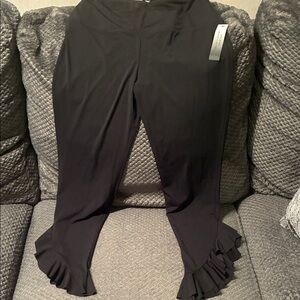 Black Ruffle Hem Leggings